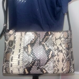 Coach Crosby Pieced Exotic Embossed Leather Crossbody